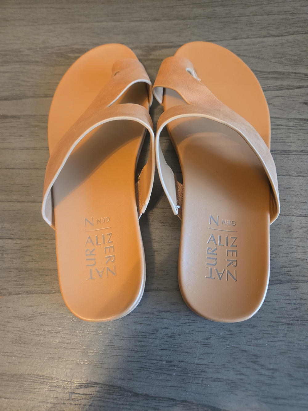 Naturalizer Tan Slide Sandals with Toe-Loop - Picture 4 of 4